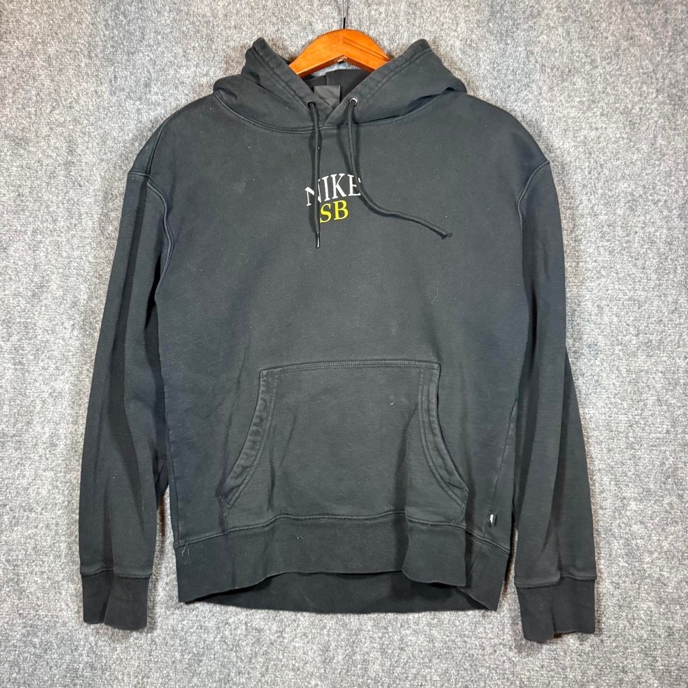 Nike SB Hoodie Mens Small Black Grey Est 2002 Graphic Pullover Sweatshirt
